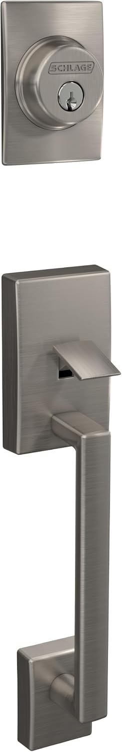 Front Door Entry Handleset with Latitude Lever – Satin Nickel